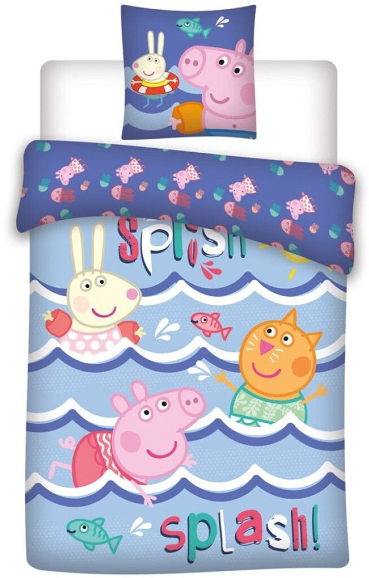 Peppa Pig kinderdekbedovertrek Splash - polykatoen - eenpersoons (140x200 + 65x65 cm)