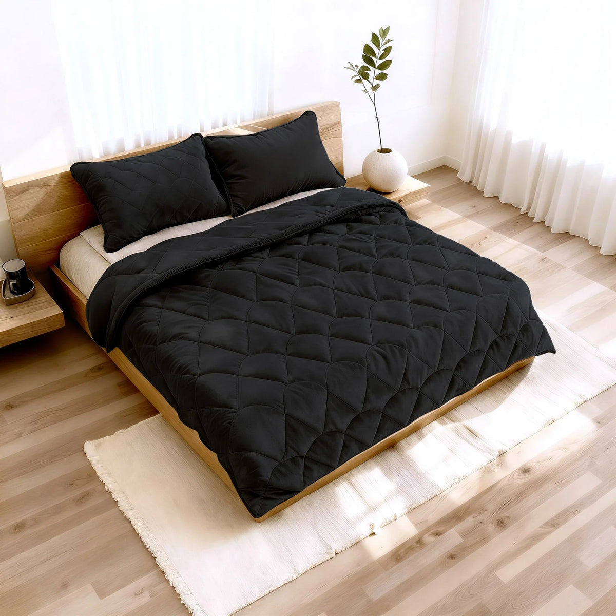 Lazy Velvet dekbed-en-overtrek-in-1 - incl. kussensloop - Zwart