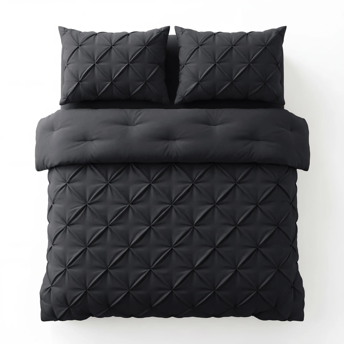 Sleeptime Lazy dekbed en overtrek in 1 - Pintuck - antraciet - exclusief kussensloop - tweepersoons