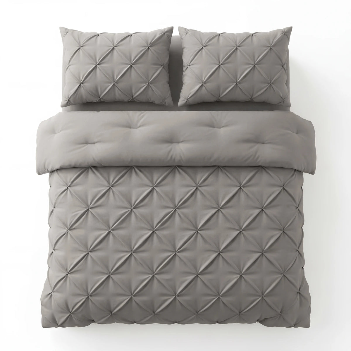 Sleeptime Lazy dekbed en overtrek in 1 - Pintuck - grijs - exclusief kussensloop - tweepersoons