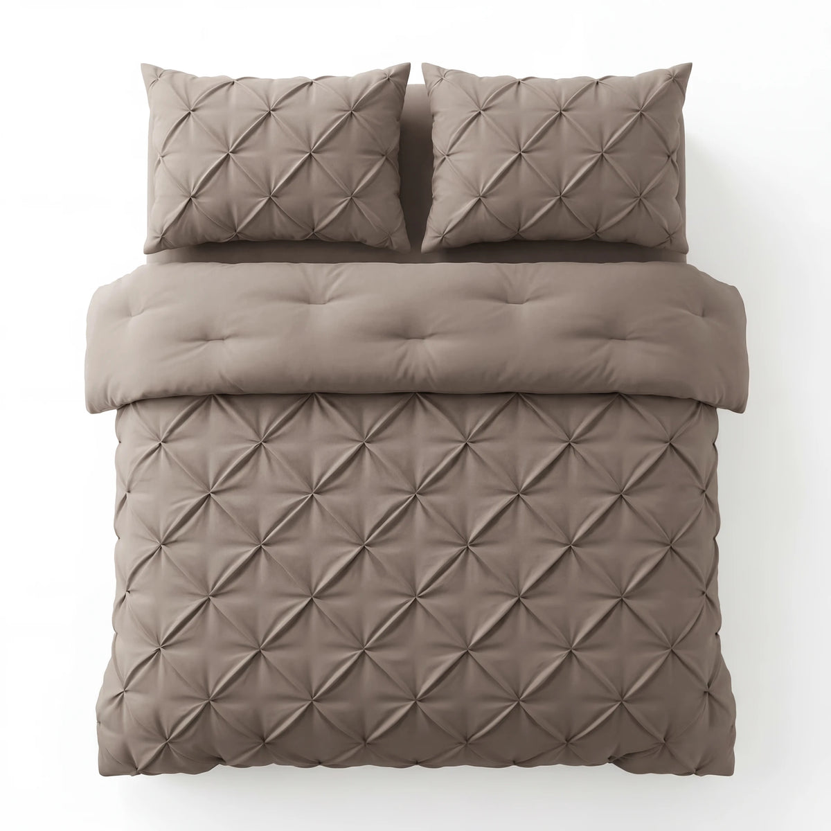 Sleeptime Lazy dekbed en overtrek in 1 - Pintuck - taupe - exclusief kussensloop - tweepersoons