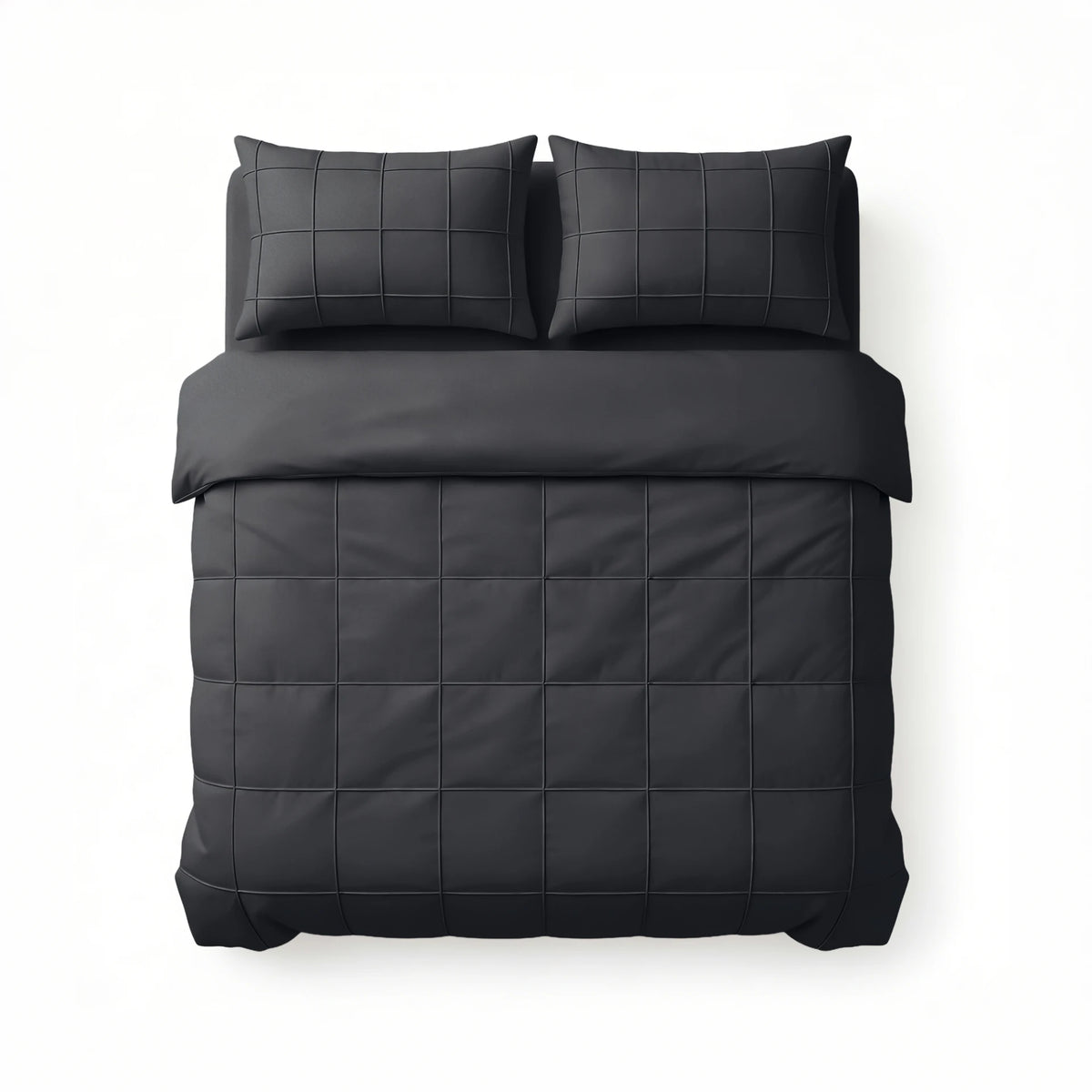 Sleeptime dekbedovertrek Check Pintuck - zwart - microvezel - tweepersoons