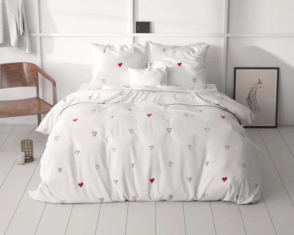 Sleeptime dekbedovertrek Hearts Everywhere - microvezel - eenpersoons (140x220 + 60x70 cm)