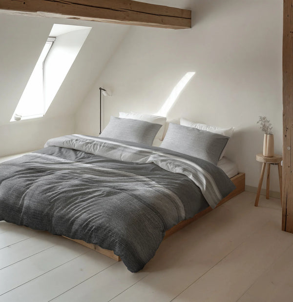 Sleeptime dekbedovertrek Stone Stripe - Flanel - Grijs