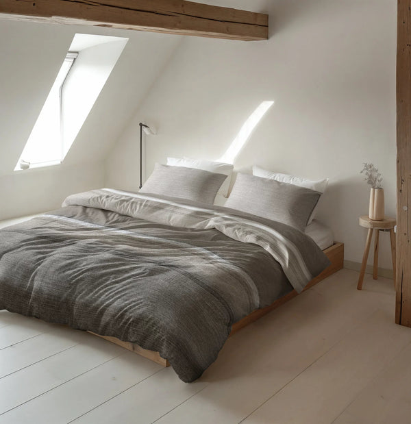 Sleeptime dekbedovertrek Stone Stripe - Flanel - Taupe