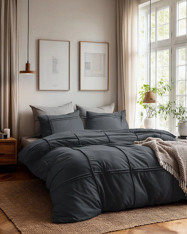 Sleeptime dekbedovertrek Washed Tufted Antraciet - Microvezel