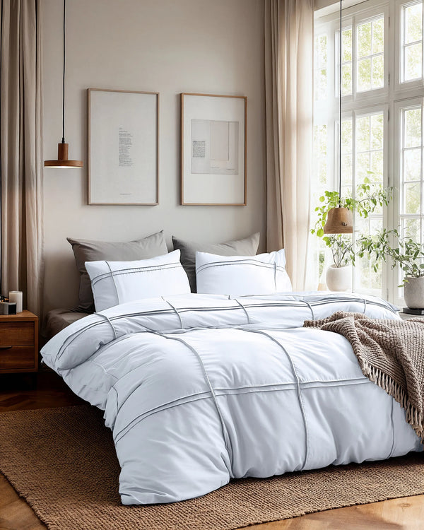 Sleeptime dekbedovertrek Washed Tufted Wit - Microvezel