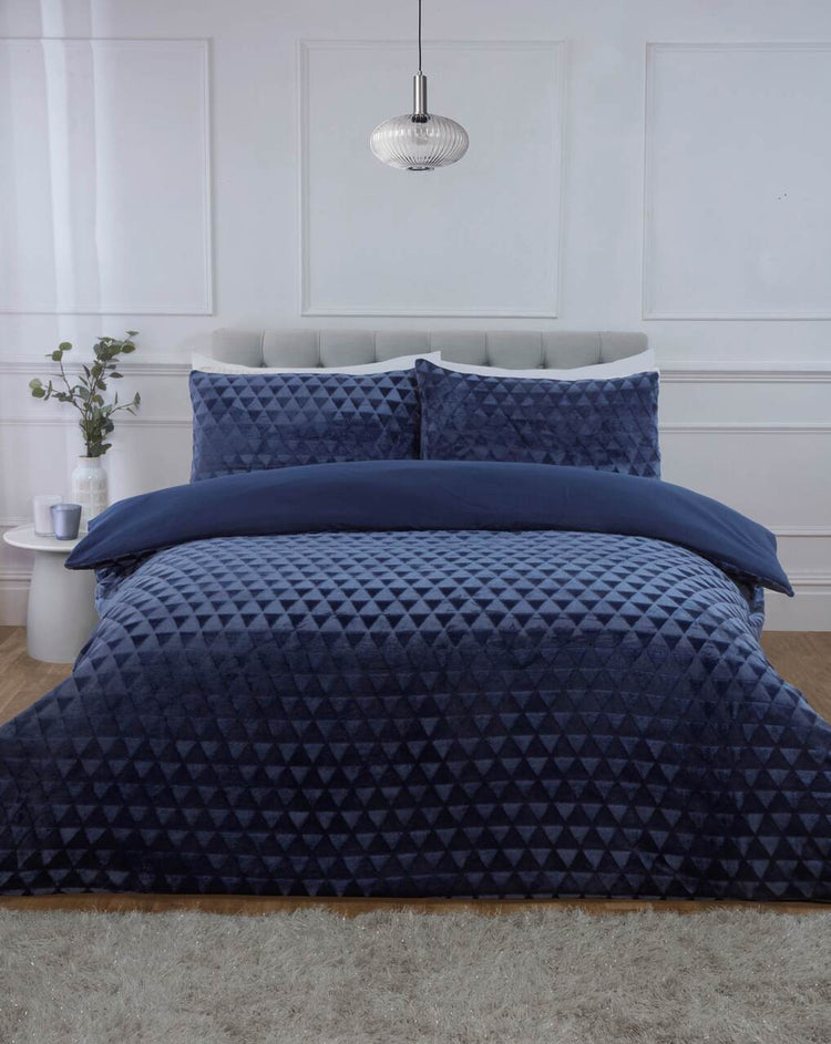 So Soft dekbedovertrek Diamond Teddy - navy blauw - velvet