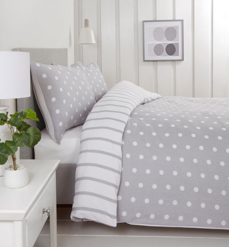 So Soft dekbedovertrek Spots & Stripes - grijs - microvezel