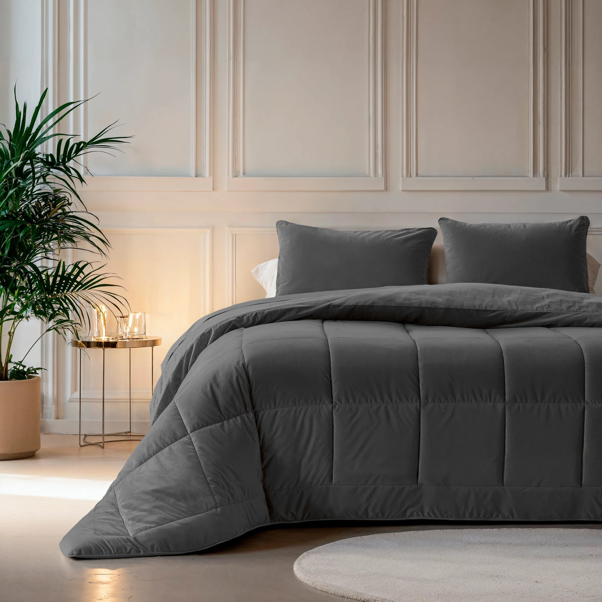 Lazy dekbed zonder overtrek velvet - Antraciet