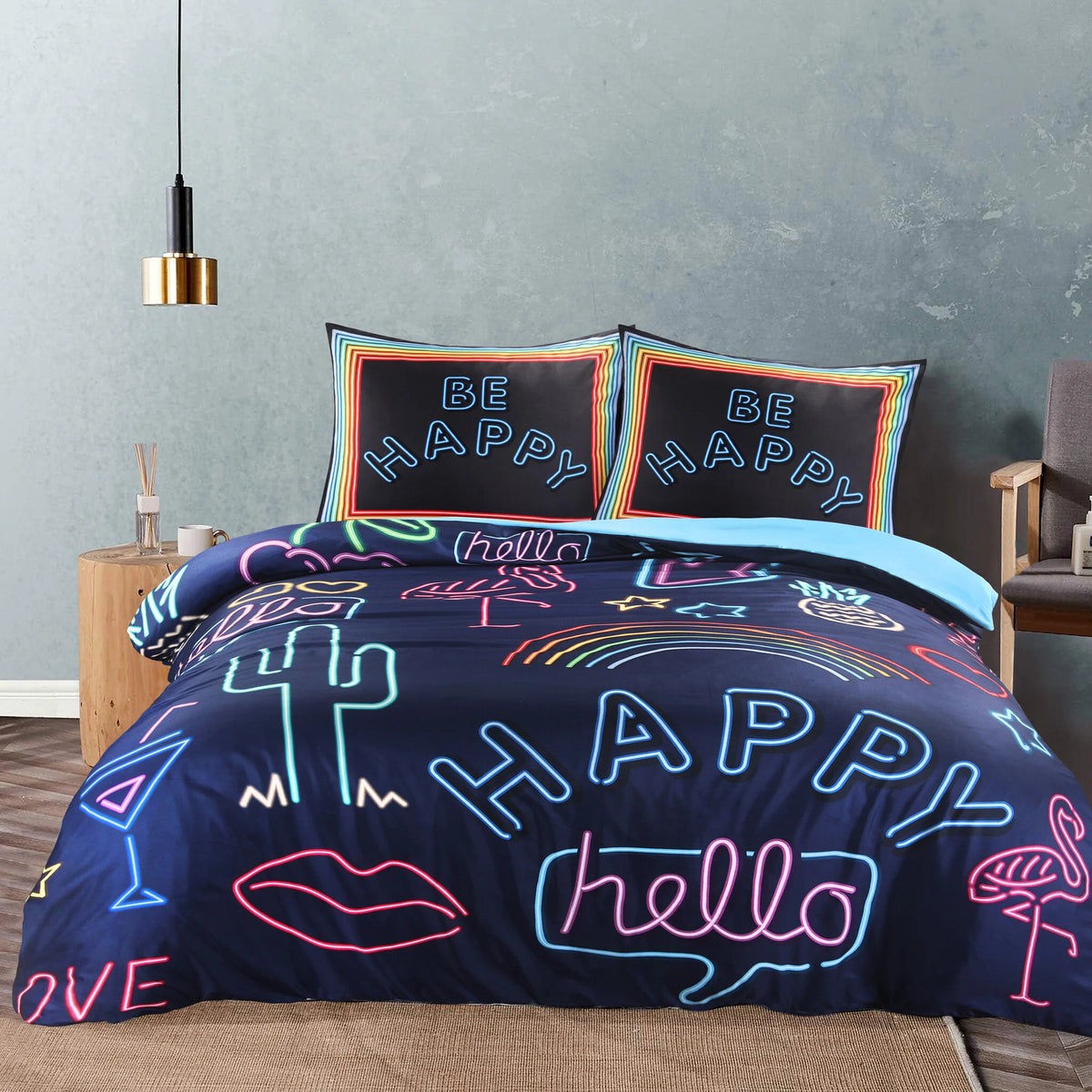 Decoware dekbedovertrek Neon Be Happy - Microvezel