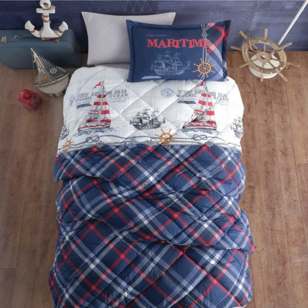 Decoware dekbedovertrek Maritime - blauw - katoen - eenpersoons (140x220 + 60x70 cm)