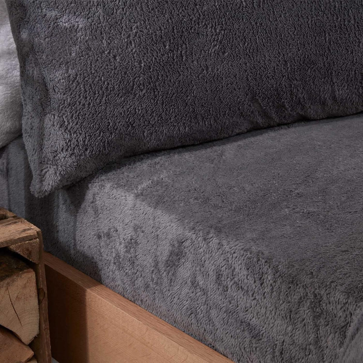Decoware teddy fleece hoeslaken - antraciet