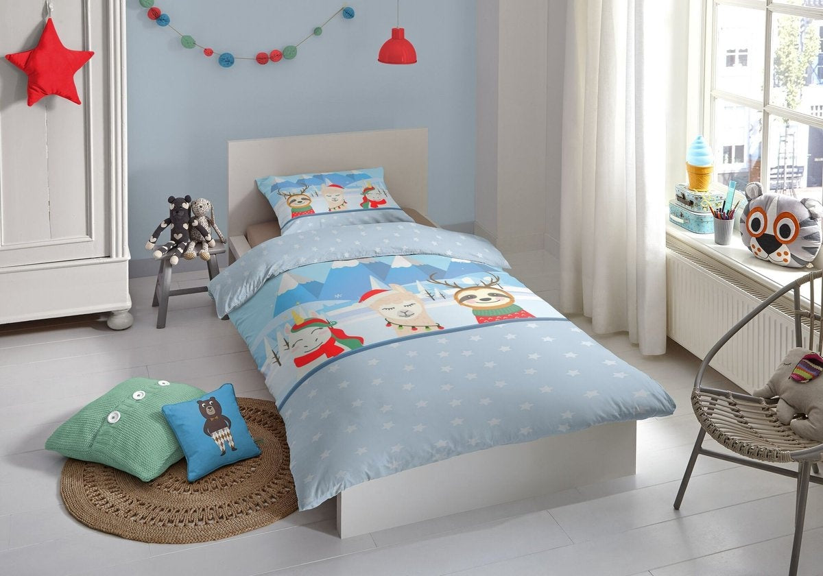Good Morning kinderdekbedovertrek Friends - flanel - eenpersoons (140x220 + 60x70 cm)