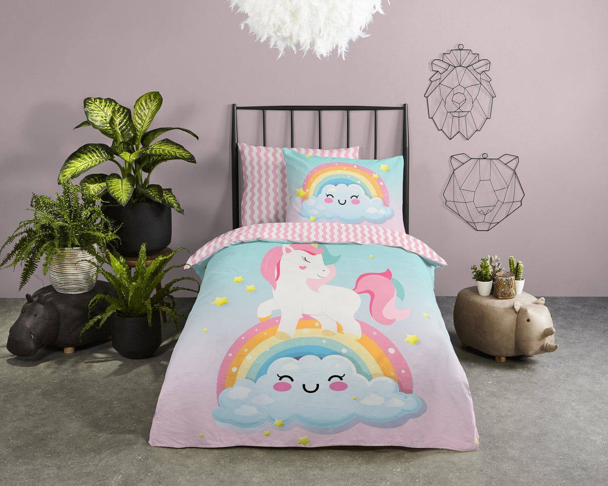 Good Morning kinderdekbedovertrek Unicorn sweety - katoen - eenpersoons (140x220 + 60x70 cm)