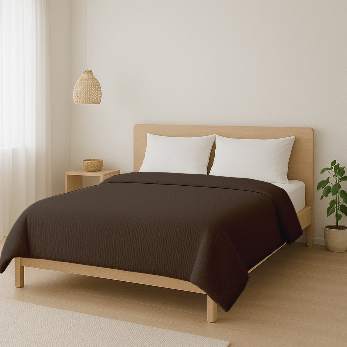 Decoware Easy dekbed zonder overtrek inclusief kussensloop - Mousseline - Chocolade bruin
