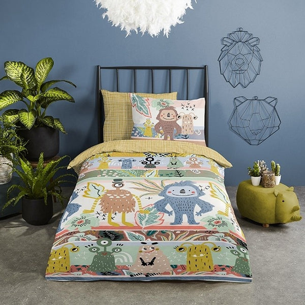 Good Morning dekbedovertrek monsters - katoen - eenpersoons (140x220 + 60x70 cm)