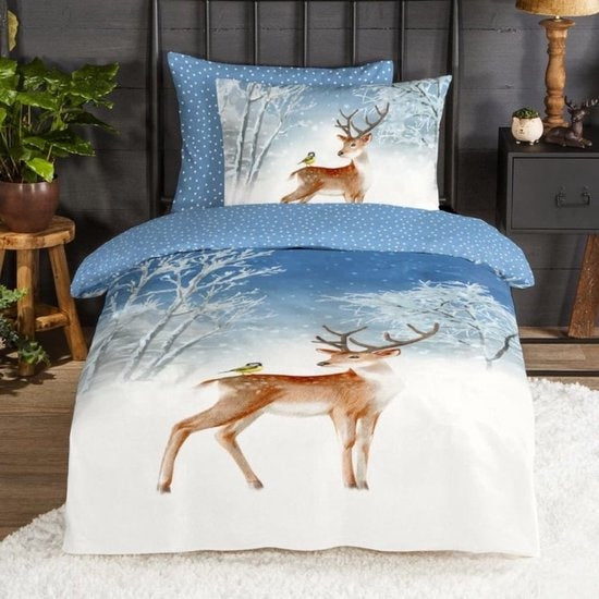 Good Morning kinderdekbedovertrek Hert - flanel - eenpersoons (140x220 + 60x70 cm)