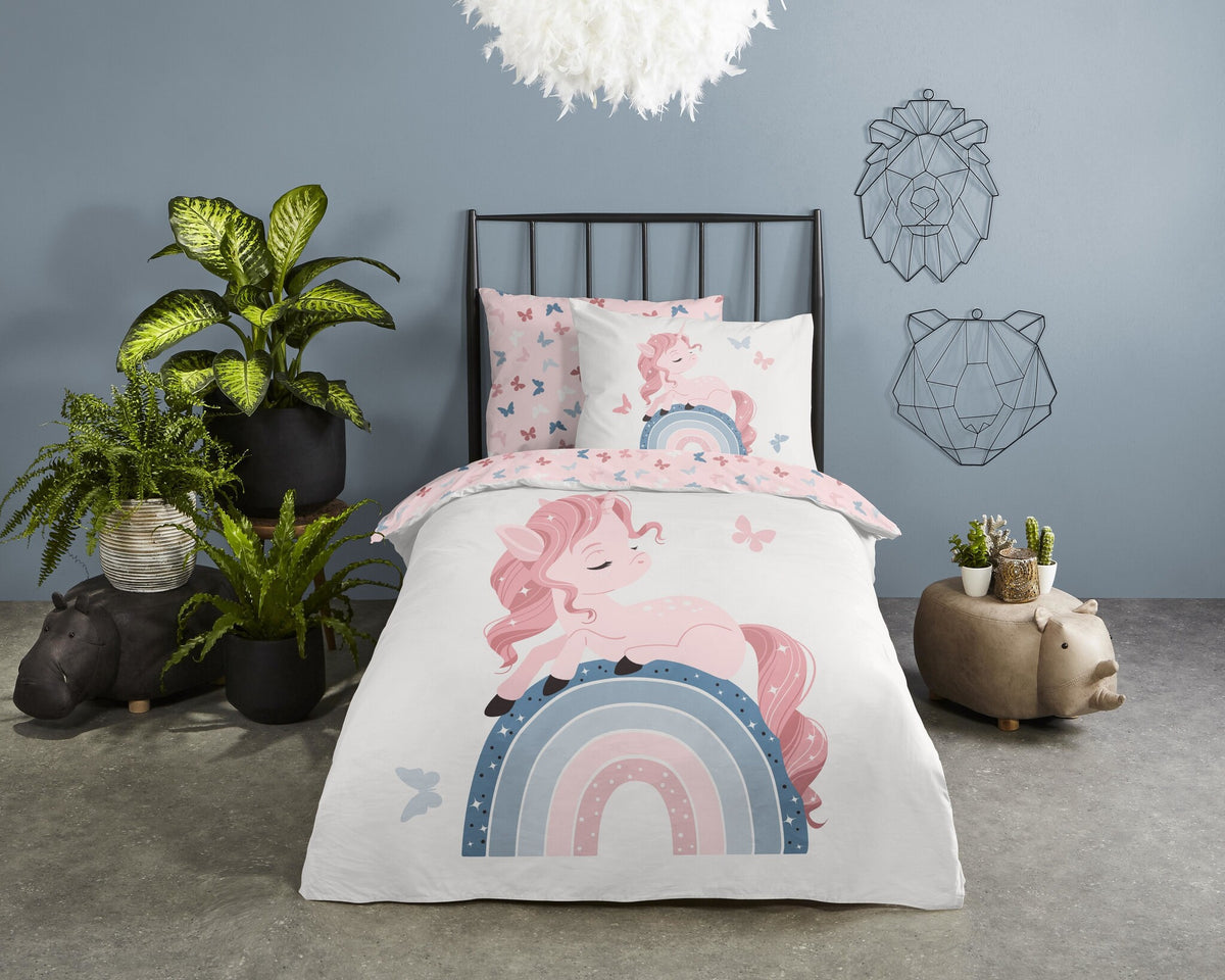 Good Morning dekbedovertrek Fiby White - katoen - eenpersoons (140x220 + 60x70 cm)