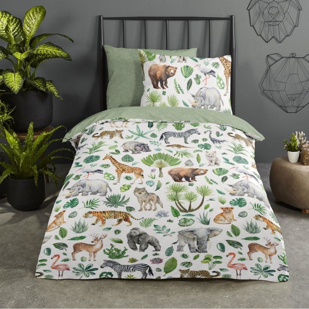 Good Morning dekbedovertrek Samba jungle - katoen - eenpersoons (140x220 + 60x70 cm)