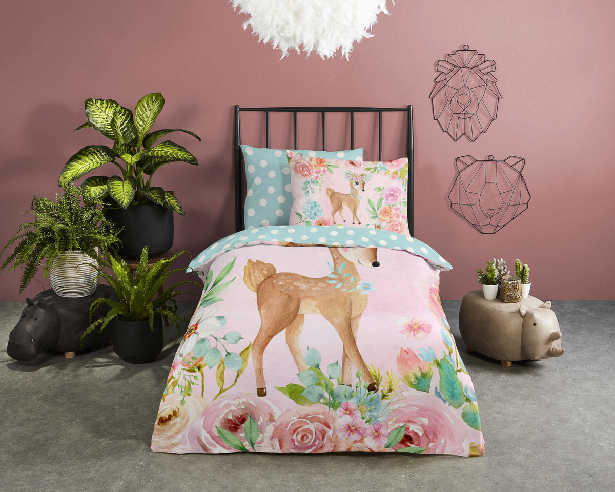 Good Morning kinderdekbedovertrek Sweet Deer - katoen - eernpersoons (140x220 + 60x70 cm)