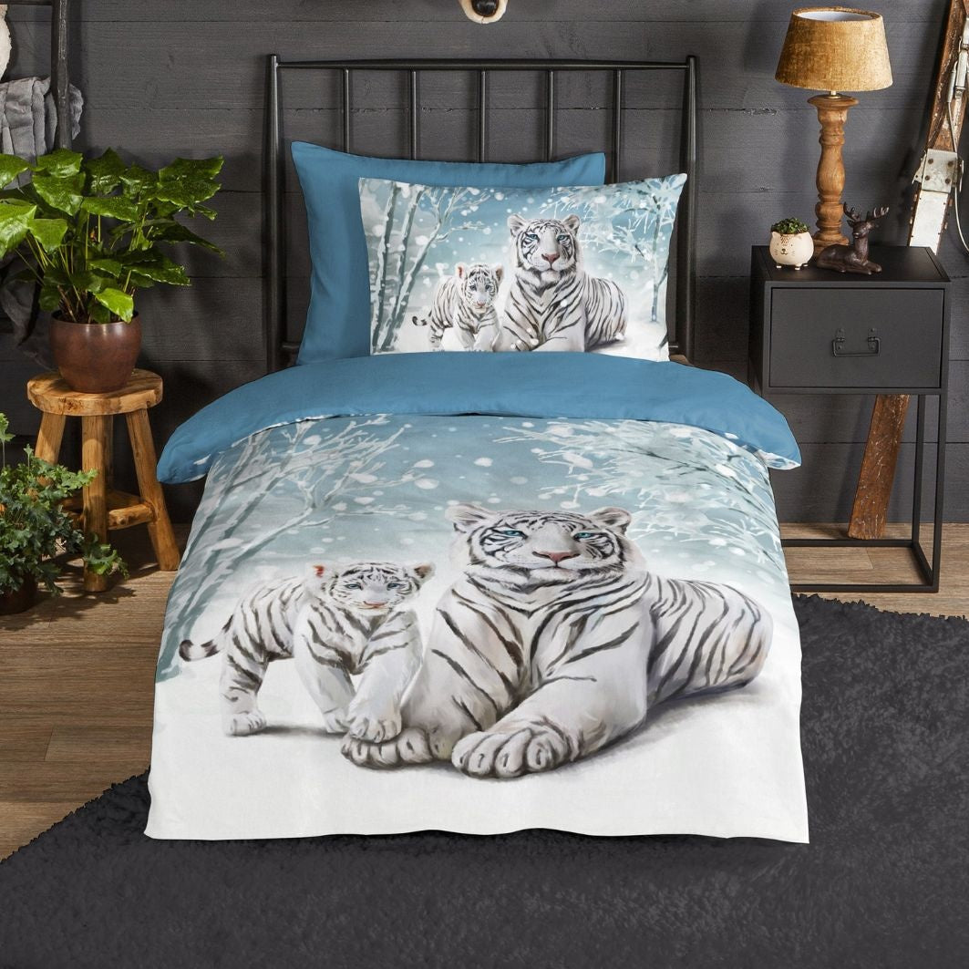 Good Morning kinderdekbedovertrek Tijger - flanel - eenpersoons (140x220 cm + 60x70 cm)