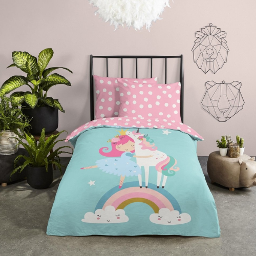 Good Morning kinderdekbedovertrek Unicorn Heaven - katoen - eenpersoons (140x220 + 60x70 cm)