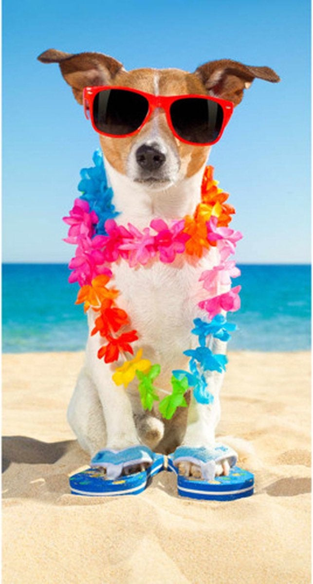Good Morning strandlaken Jack Russel - Polyvelours (75x150 cm)