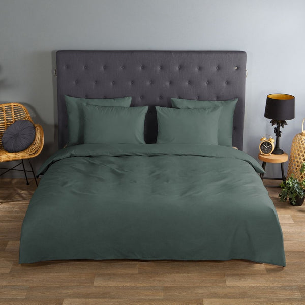 Good Morning dekbedovertrek Uni Olijfgroen - Katoen