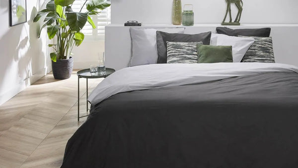 Decoware® dekbedovertrek double face - Zwart - Grijs - katoen