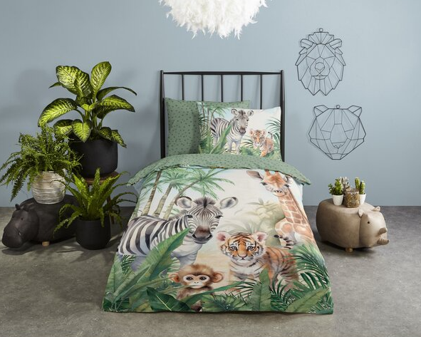 Good Morning dekbedovertrek Thabo jungle - katoen - eenpersoons (140x220 + 60x70 cm)