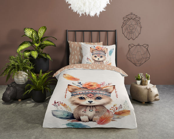 Good Morning kinderdekbedovertrek Hay - katoen - eenpersoons (140x220 + 60x70 cm)