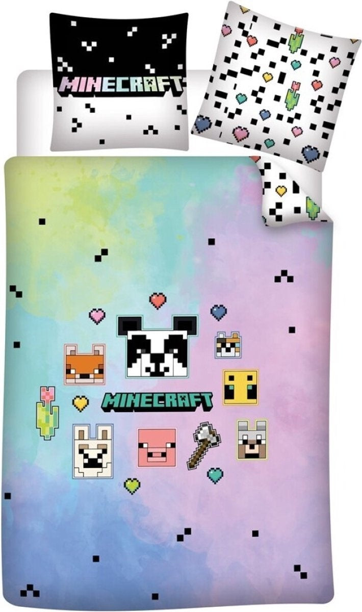 Minecraft dekbedovertrek multi - microvezel - eenpersoons (140x200 + 65x65 cm)