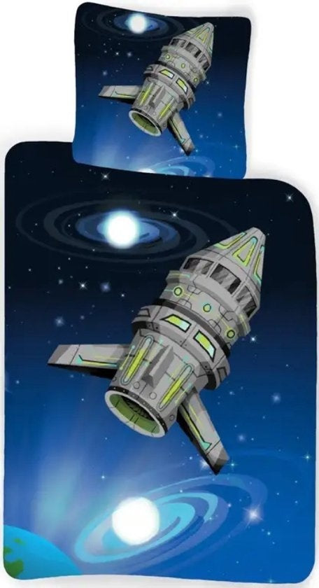 Decoware baby dekbedovertrek raket - katoen - ledikant 100x140 + 40x45 cm
