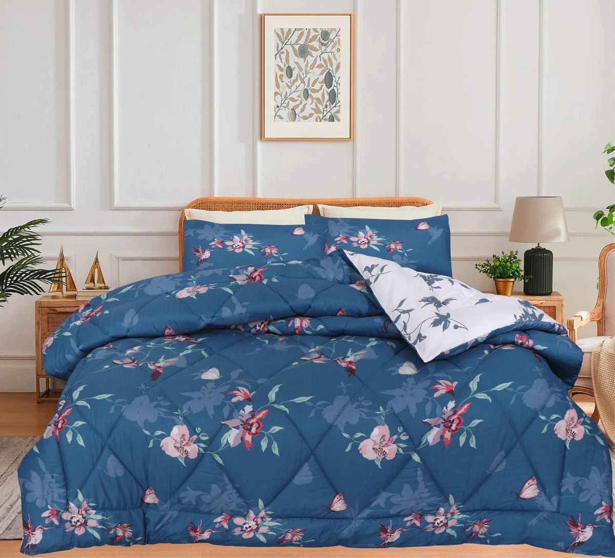Decoware dekbed zonder overtrek - inclusief kussensloop - Hummingbird blauw - microvezel - 300gsm