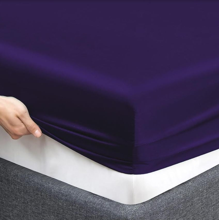 Decoware Glans satijn hoeslaken - 160x200 cm - paars