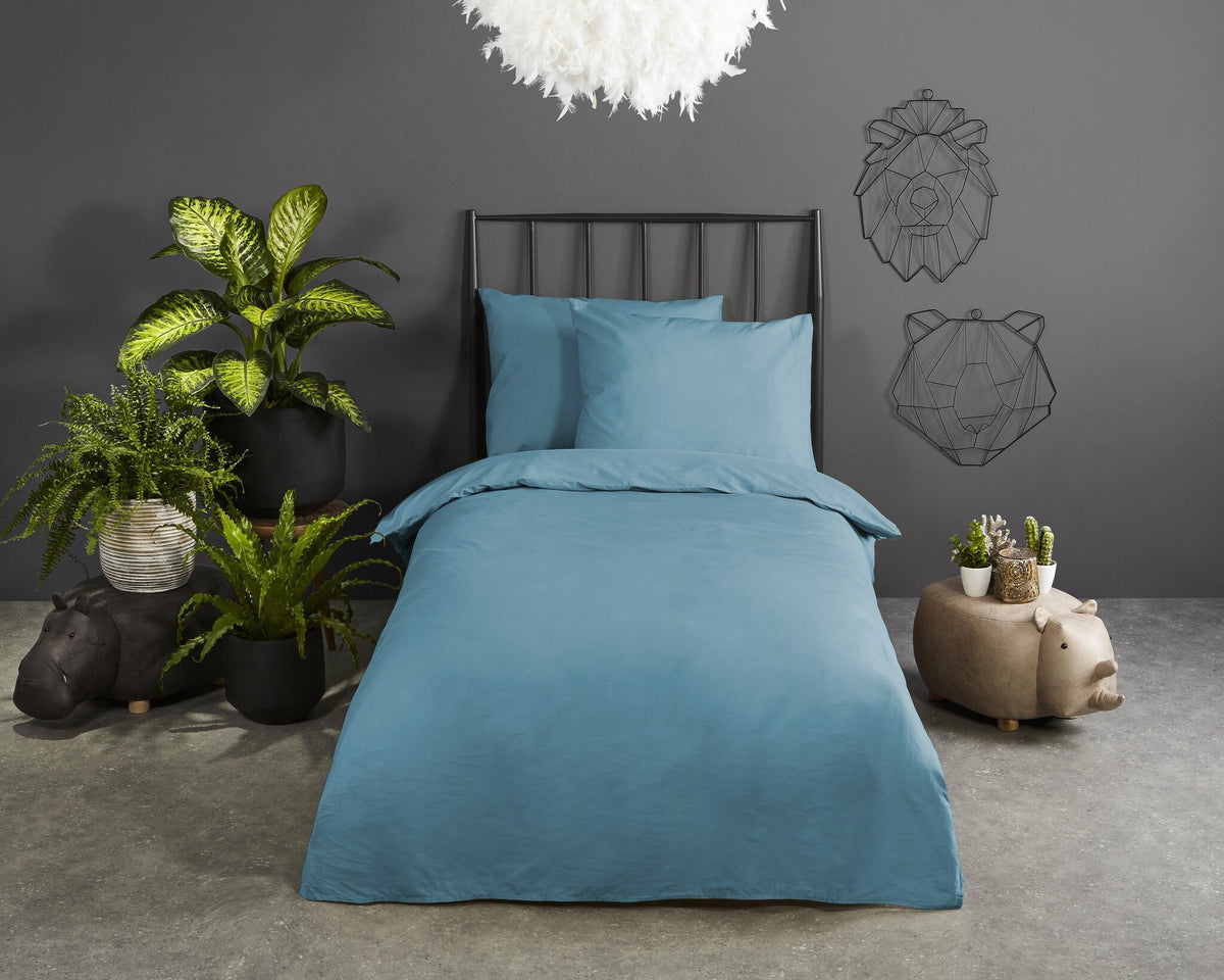 Good Morning dekbedovertrek Adria Blauw - katoen - juniorbed (120x150 + 60x70 cm)