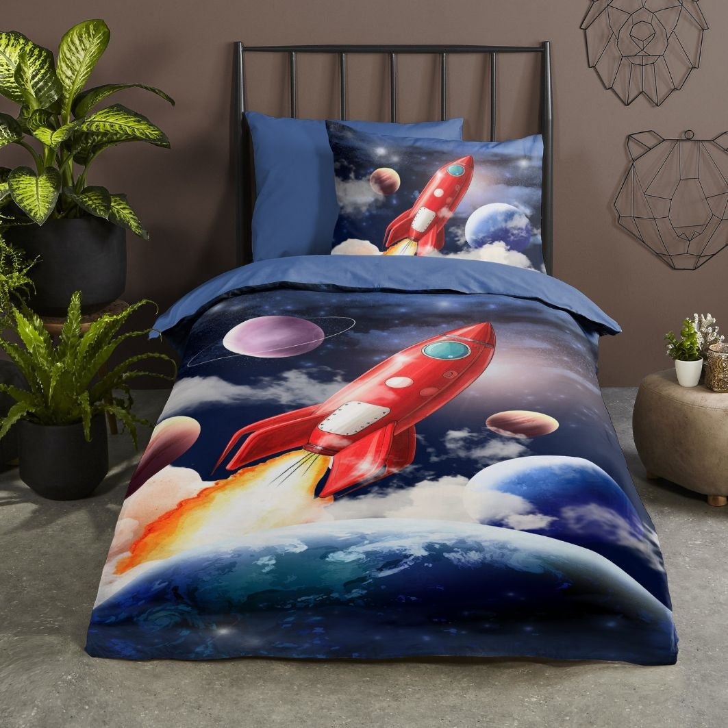 Pure kinderdekbedovertrek Rocket - microvezel - eenpersoons (140x220 + 60x70 cm)