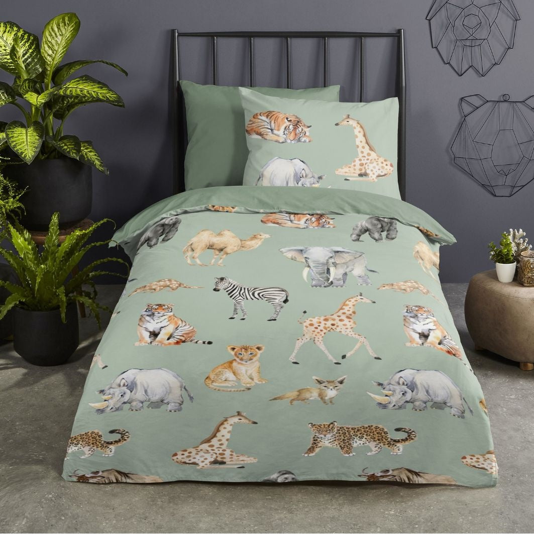 Pure kinderdekbedovertrek Safari - microvezel - eenpersoons (140x220 + 60x70 cm)
