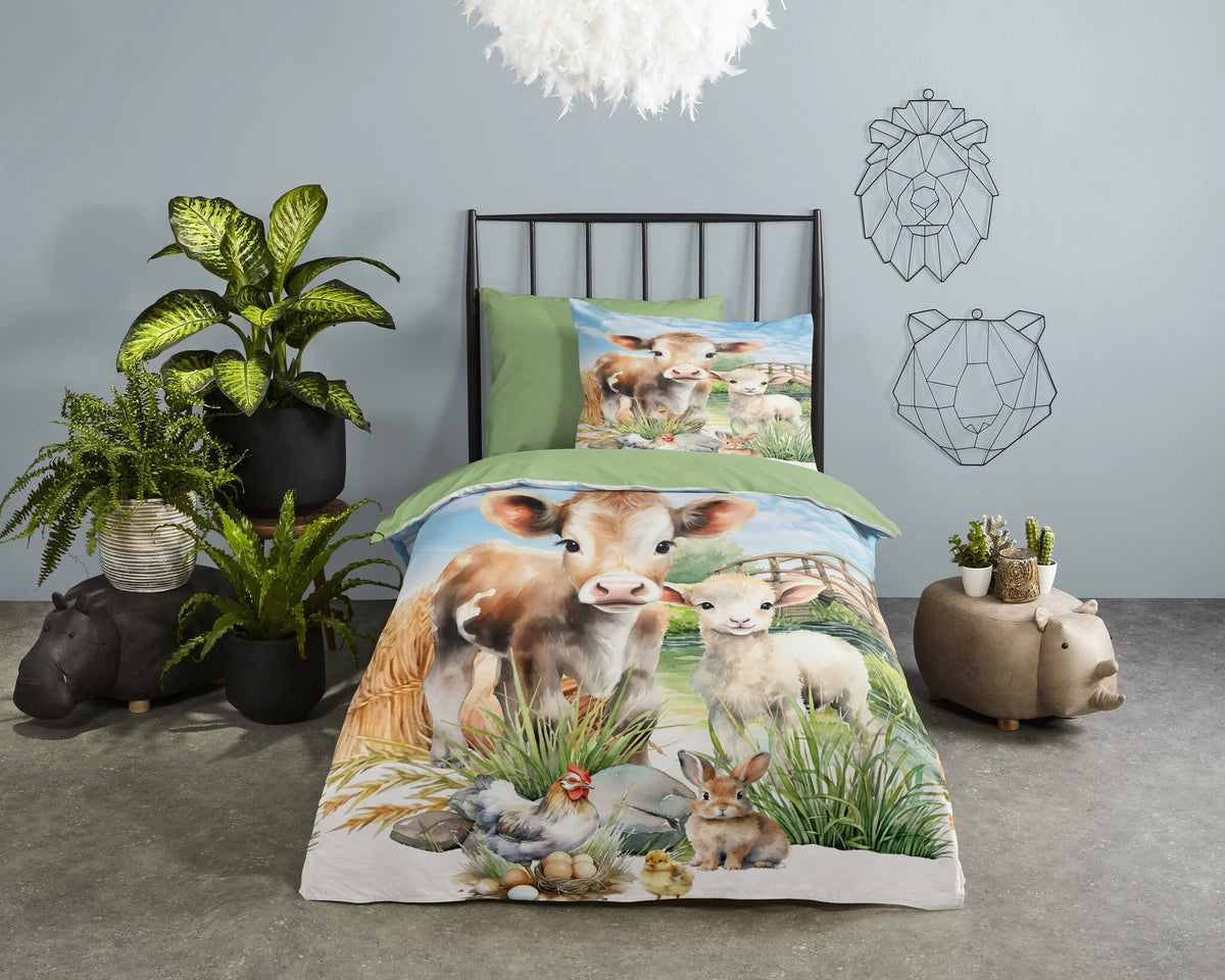Pure kinderdekbedovertrek Farm - microvezel - eenpersoons (140x220 + 60x70 cm)