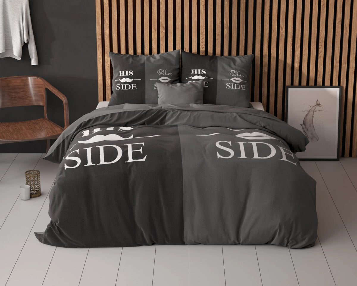 Sleeptime dekbedovertrek His & Hers - antraciet - polykatoen