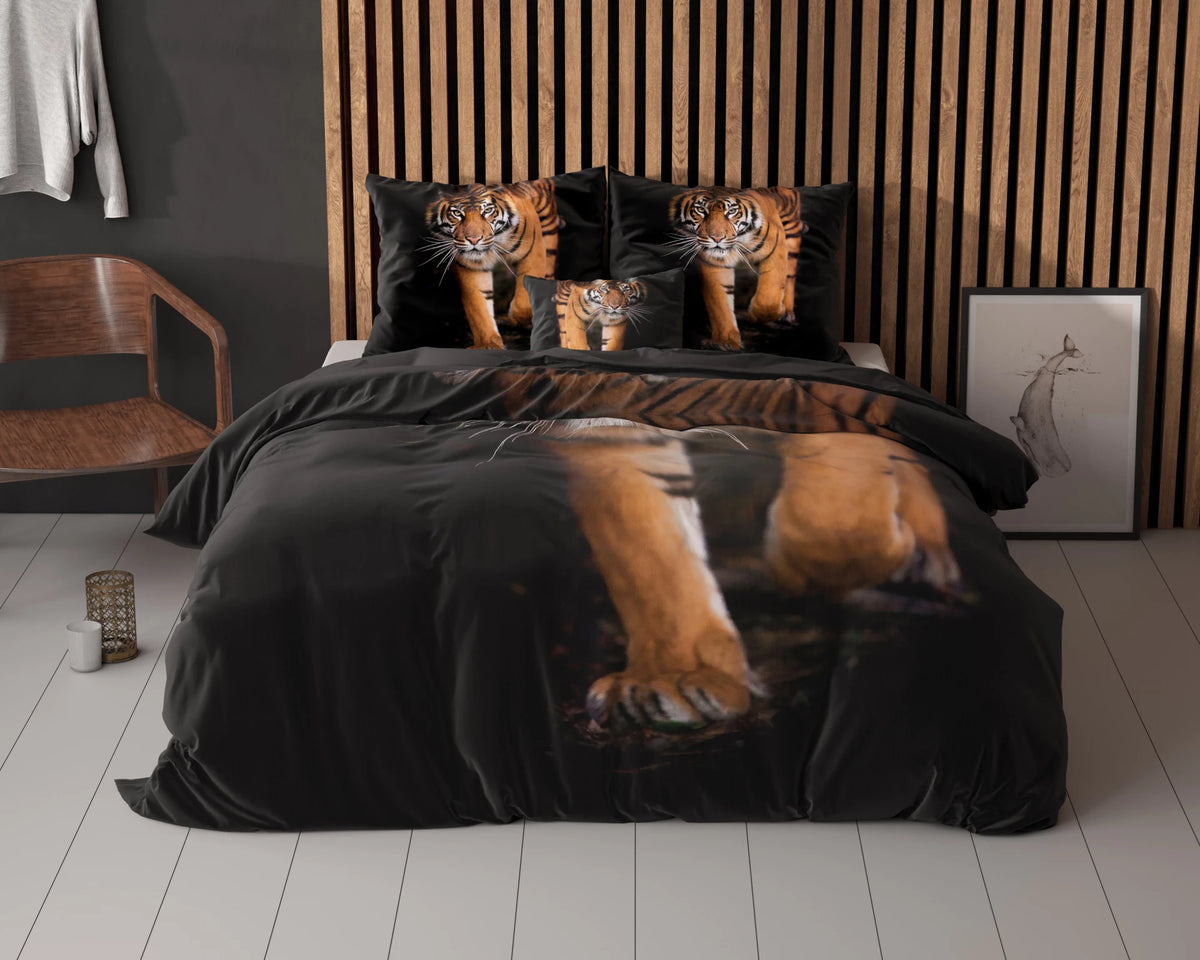 Sleeptime dekbedovertrek Tiger Icon - zwart - microvezel