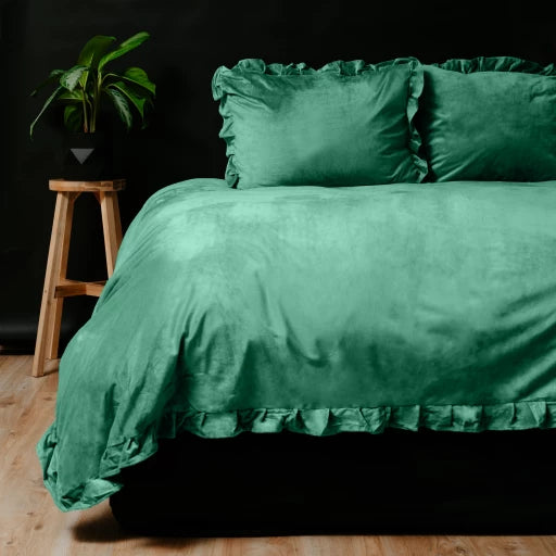 Sleeptime dekbedovertrek - velvet ruffles - groen