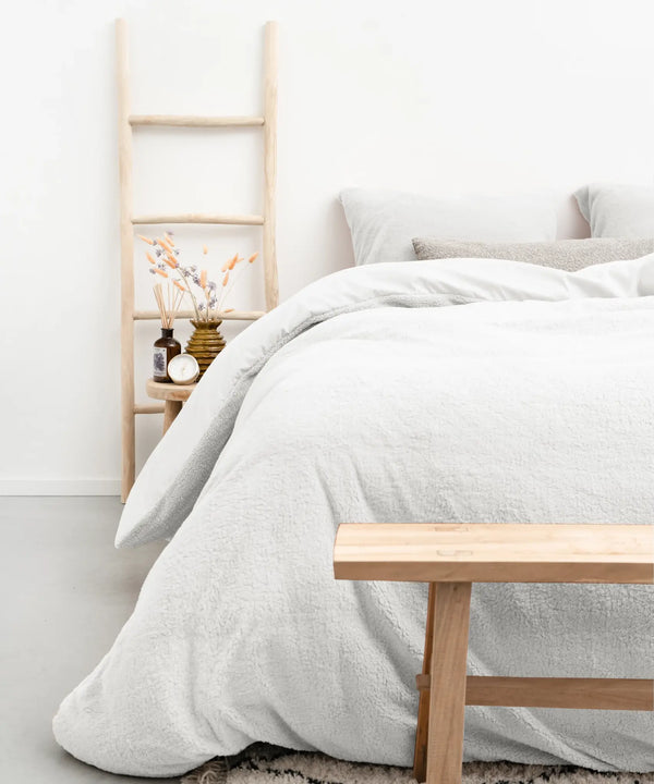 Sleeptime teddy fleece dekbedovertrek - wit - onderkant microvezel