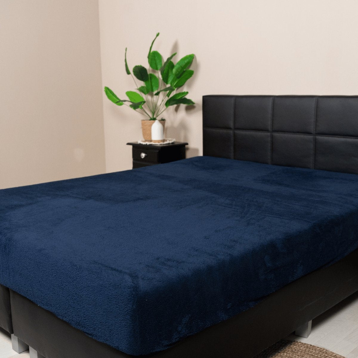 Decoware teddy fleece hoeslaken - navy