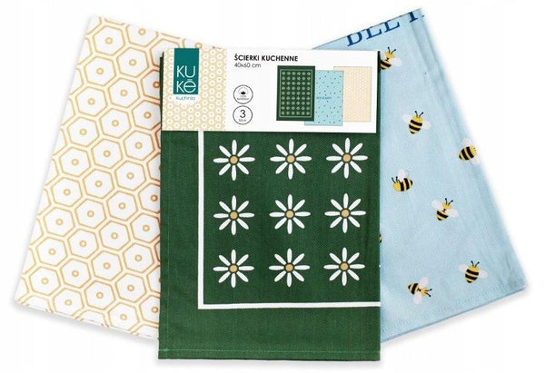Kuke Theedoekdoekenset Bee Happy 3-delig - 40x60cm
