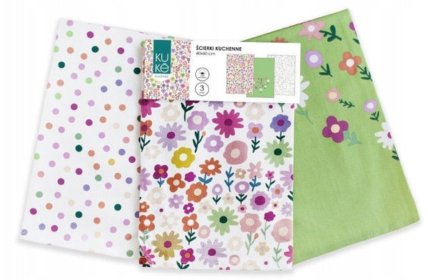 Kuke Theedoekdoekenset Bloemen 3-delig - 40x60cm